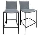 Lot De 2 Tabourets De Bar Dossier Simili Et Pieds Métal Gris - Brook