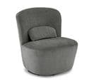 Fauteuil Rond Pivotant En Tissu Gris Anthracite Et Un Coussin - Damien