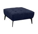 Pouf Velours Bleu Nuit Capitonné Et Piètement Métal Noir - Brio