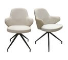 Lot De 2 Chaises Rotatives 180° Tissu Chiné Et Simili Beige - Duffy