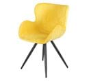 Chaise Style Scandinave Velours Jaune Et Pied Métal Noir - Lotus