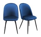 Lot 2 Chaises Capitonnées Velours Bleu Foncé Avec Pieds Métal - Fary