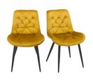 Lot De 2 Chaises Capitonnées Velours Jaune Et Pieds Métal Noir - Stan