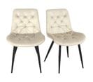 Lot De 2 Chaises Capitonnées Velours Écru Et Pieds Métal Noir - Stan