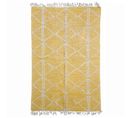 Tapis 120 X 180 Cm En Coton Jaune Avec Motifs Et Franges Écru - Aliba