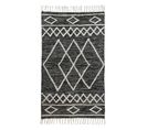 Tapis 90 X 150 Cm En Coton Noir Avec Motifs Et Franges Écru - Aliba