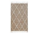 Tapis 90 X 150 Cm En Coton Beige Avec Motifs Et Franges Écru - Aliba