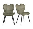 Lot De 2 Chaises Microfibre Vert Avec Poignée Et Pieds Métal - Willy