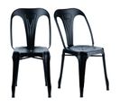 Lot De 2 Chaises Métal Noir Avec Perforations Sur L'assise - Metalica