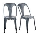 Lot De 2 Chaises Métal Gris Avec Perforations Sur L'assise - Metalica