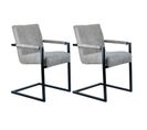 Lot 2 Chaises En Microfibre Gris Clair Et Pieds Luge En Métal - Gigi