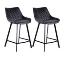 Lot De 2 Tabourets De Bar En Simili Noir Et Pieds Métal - Manhattan