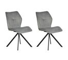 Lot 2 Chaises Pivotantes Velours Et Tissu Gris Pieds Métal - Diane