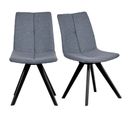 Lot De 2 Chaises Tissu Bleu Jean Et Piètement Chêne Massif Noir - Misu