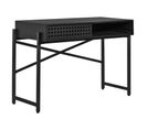 Console 105 Cm Caisson Bois Noir Ajourée Et Pieds Métal Noir - Michel