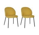 Lot De 2 Chaises En Tissu Jaune Pieds Minimalistes Métal Noir - Blair