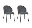 Lot De 2 Chaises Tissu Gris Anthracite Pieds Fins Métal Noir - Blair