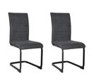 Lot De 2 Chaises Tissu Gris Anthracite Et Pied Luge Métal Noir - Verdi