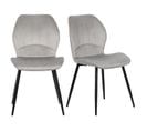 Lot De 2 Chaises En Velours Gris Clair Avec Pieds Métal Noir - Emilio