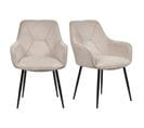 Lot De 2 Chaises Avec Accoudoirs Tissu Beige Et Pieds Métal - Theo