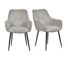 Lot De 2 Chaises Avec Accoudoirs Tissu Gris Clair Pieds Métal - Theo