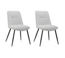 Lot De 2 Chaises En Tissu Gris Clair 4 Pieds En Métal Noir - Melanie