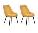 Lot De 2 Chaises En Tissu Jaune Et Pieds Fins En Métal Noir - Jazzy 2