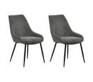 Lot De 2 Chaises Tissu Gris Anthracite Pieds Fins Métal Noir - Jazzy 2