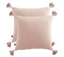 Lot De 2 Coussins 40x40 Double Gaze De Coton Rose Avec Pompons - Pepa