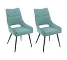 Lot De 2 Chaises En Lin Bleu Lagon Et Pieds Métal Noir - Anais 2