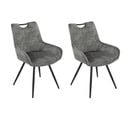 Lot 2 Chaises Capitonnées Velours Gris Et Pieds Métal Noir - Brandy 2