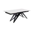 Table Extensible 180/260 Cm Céramique Blanc Marbré Pied Géométrique - Nevada 03