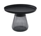 Table D'appoint H. 42 Cm Verre Trempé Noir Fumé Et Métal Noir - Shuri