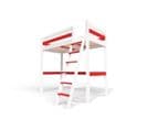 Lit Mezzanine Sylvia Avec Échelle Bois, Couleur: Blanc/rouge, Dimensions: 90x200