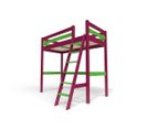 Lit Mezzanine Sylvia Avec Échelle Bois, Couleur: Prune/vert, Dimensions: 90x200