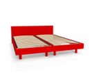 Lit Twin Bois Massif, Couleur: Rouge, Dimensions: 90x200