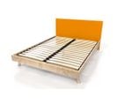 Lit Viking Style Scandinave Bois 2 Places, Couleur: Vernis Naturel/orange, Dimensions: 140x190