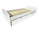 Lit Gigogne Happy Pin Massif, Couleur: Blanc, Dimensions: 80x190