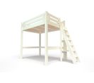 Lit Mezzanine Alpage Bois + Échelle Hauteur Réglable, Couleur: Ivoire, Dimensions: 120x200