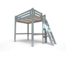 Lit Mezzanine Alpage Bois + Échelle Hauteur Réglable, Couleur: Gris Aluminium, Dimensions: 120x200