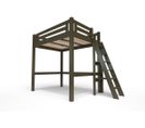 Lit Mezzanine Alpage Bois + Échelle Hauteur Réglable, Couleur: Wengé, Dimensions: 160x200