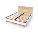 Lit Viking Style Scandinave Bois 2 Places, Couleur: Blanc/vernis Naturel, Dimensions: 160x200