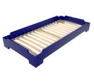 Lit Empilable 1 Place En Bois Massif, Couleur: Bleu Foncé, Dimensions: 80x190