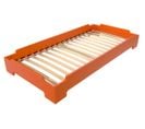 Lit Empilable 1 Place En Bois Massif, Couleur: Orange, Dimensions: 80x200