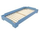 Lit Empilable 1 Place En Bois Massif, Couleur: Bleu Pastel, Dimensions: 90x200