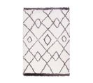 Tapis Salon Chambre Shaggy Poils Longs Motifs Diamant Scandinave Gris Et Blanc 150x200 Cm