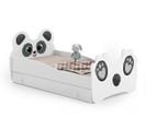 Lit Simple Enfant Motif Panda 140x70 Cm + Tiroir De Rangement Avec Matelas