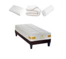 Pack Suite Impériale 90x200 Cm Matelas Mousse + Sommier Bois + Accessoires