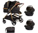 Duo Smart Poussette Jumeaux Ou Enfants Rapprochés Largeur 79 Cm Noir/feuilles + 2 Cosy Noir/feuilles