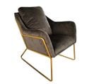 Golden - Fauteuil Velours Gris Et Métal Doré